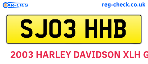 SJ03HHB are the vehicle registration plates.