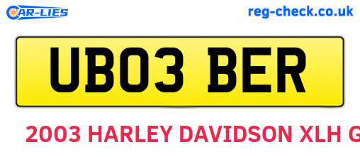 UB03BER are the vehicle registration plates.