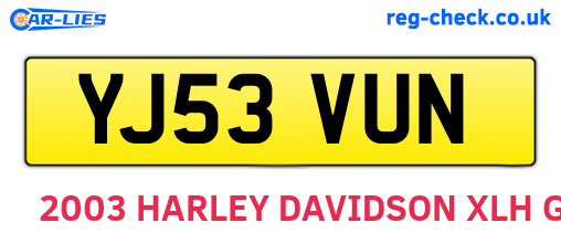 YJ53VUN are the vehicle registration plates.
