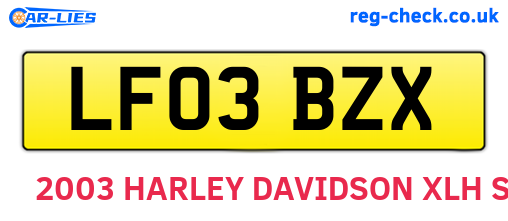 LF03BZX are the vehicle registration plates.