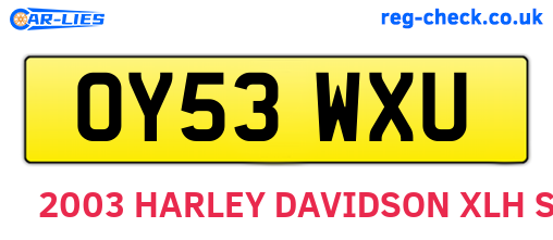 OY53WXU are the vehicle registration plates.