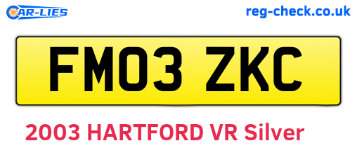 FM03ZKC are the vehicle registration plates.