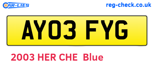 AY03FYG are the vehicle registration plates.