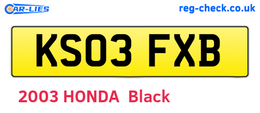 KS03FXB are the vehicle registration plates.
