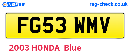 FG53WMV are the vehicle registration plates.