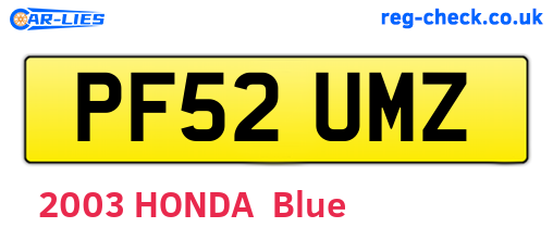 PF52UMZ are the vehicle registration plates.