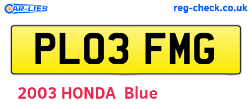 PL03FMG are the vehicle registration plates.
