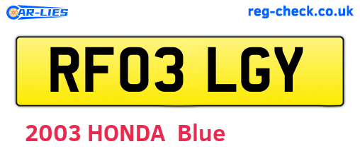 RF03LGY are the vehicle registration plates.