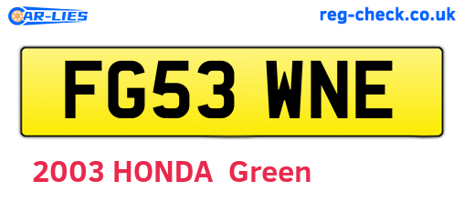FG53WNE are the vehicle registration plates.