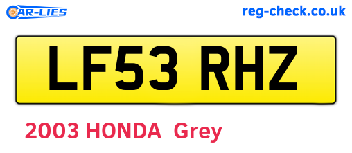 LF53RHZ are the vehicle registration plates.