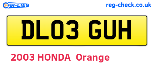 DL03GUH are the vehicle registration plates.