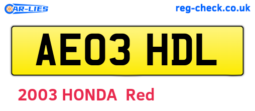 AE03HDL are the vehicle registration plates.