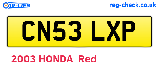 CN53LXP are the vehicle registration plates.