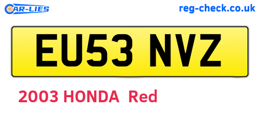 EU53NVZ are the vehicle registration plates.