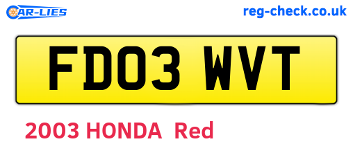 FD03WVT are the vehicle registration plates.