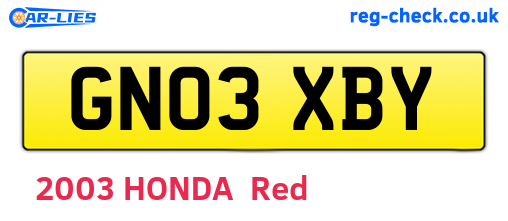 GN03XBY are the vehicle registration plates.