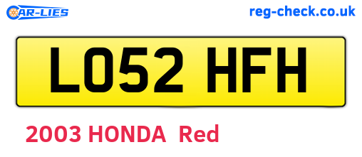 LO52HFH are the vehicle registration plates.