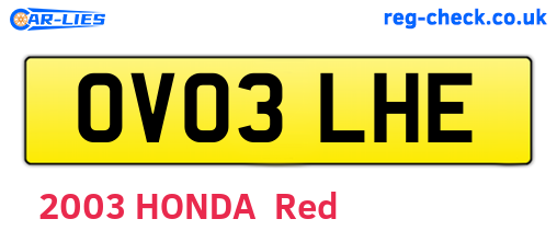 OV03LHE are the vehicle registration plates.