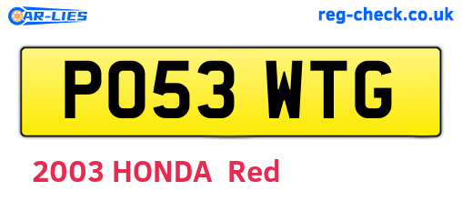 PO53WTG are the vehicle registration plates.