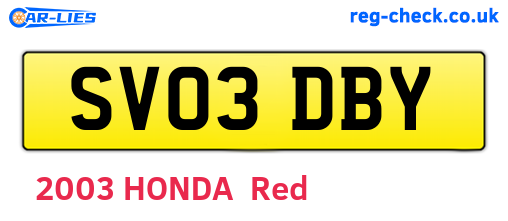 SV03DBY are the vehicle registration plates.