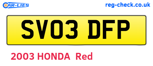 SV03DFP are the vehicle registration plates.