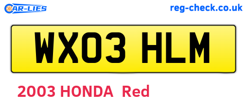WX03HLM are the vehicle registration plates.