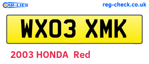 WX03XMK are the vehicle registration plates.