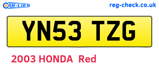 YN53TZG are the vehicle registration plates.