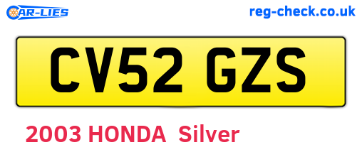 CV52GZS are the vehicle registration plates.