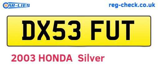 DX53FUT are the vehicle registration plates.