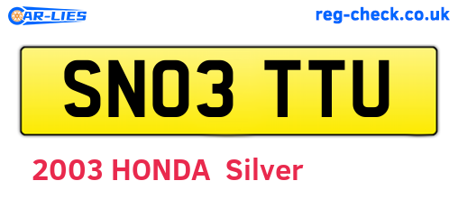 SN03TTU are the vehicle registration plates.