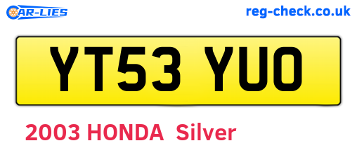 YT53YUO are the vehicle registration plates.
