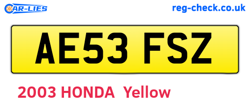 AE53FSZ are the vehicle registration plates.