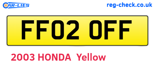 FF02OFF are the vehicle registration plates.