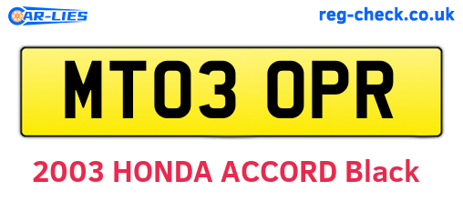 MT03OPR are the vehicle registration plates.