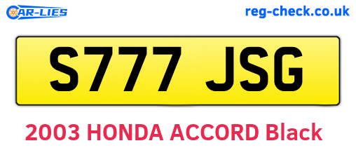 S777JSG are the vehicle registration plates.