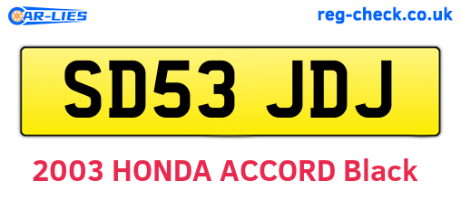 SD53JDJ are the vehicle registration plates.