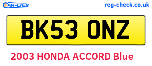 BK53ONZ are the vehicle registration plates.