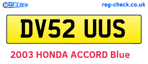 DV52UUS are the vehicle registration plates.