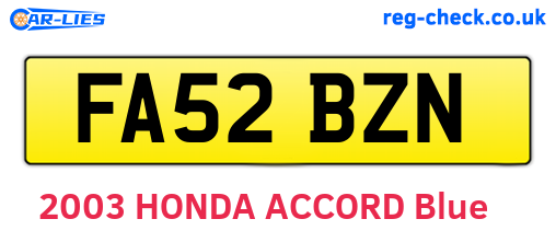 FA52BZN are the vehicle registration plates.