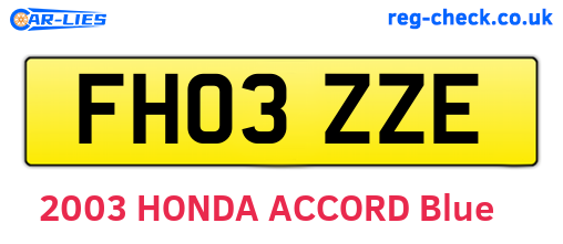 FH03ZZE are the vehicle registration plates.