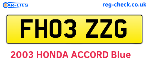 FH03ZZG are the vehicle registration plates.