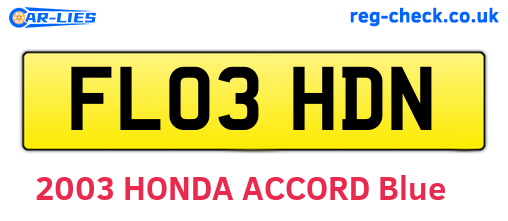 FL03HDN are the vehicle registration plates.