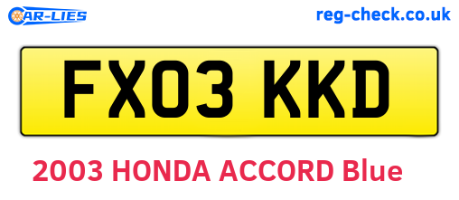 FX03KKD are the vehicle registration plates.