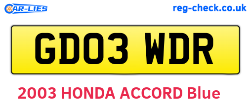 GD03WDR are the vehicle registration plates.