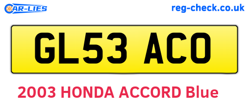 GL53ACO are the vehicle registration plates.