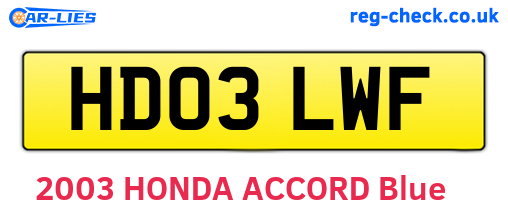 HD03LWF are the vehicle registration plates.