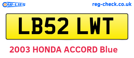 LB52LWT are the vehicle registration plates.
