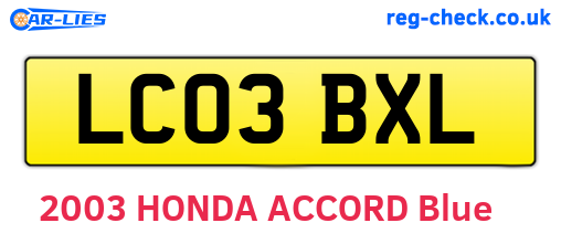 LC03BXL are the vehicle registration plates.