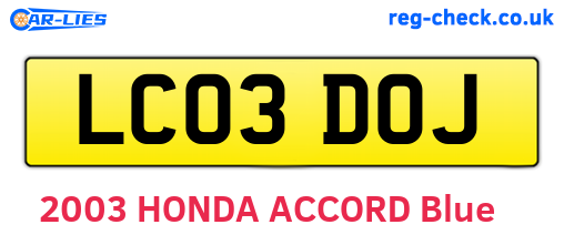 LC03DOJ are the vehicle registration plates.